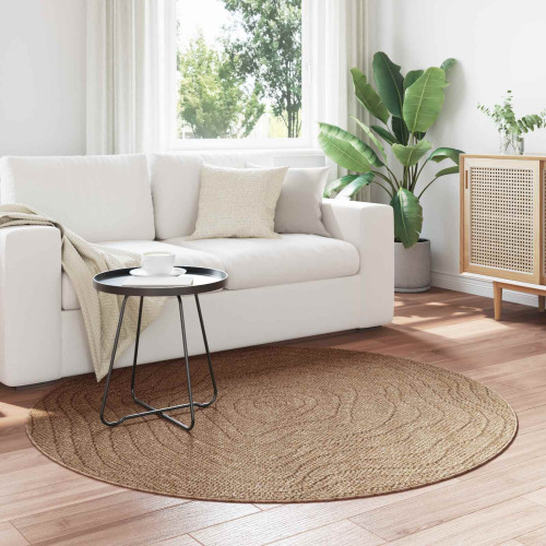vidaXL Områdesmattor Rund Moiré AGIRA Naturfärg Ø 160 CM Polyester