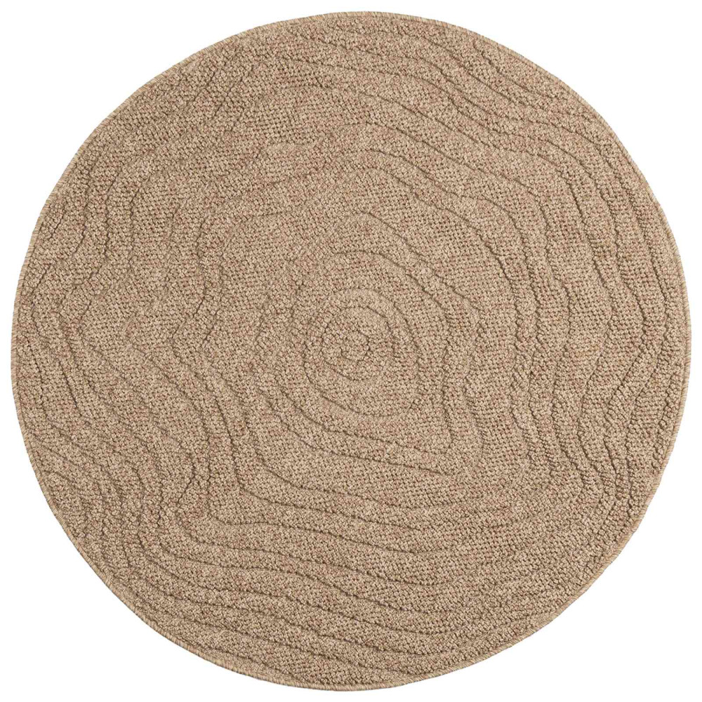 Produktbild för Områdesmattor Rund Moiré AGIRA Naturfärg Ø 160 CM Polyester