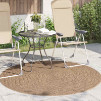 Produktbild för Områdesmattor Rund Moiré AGIRA Naturfärg Ø 160 CM Polyester