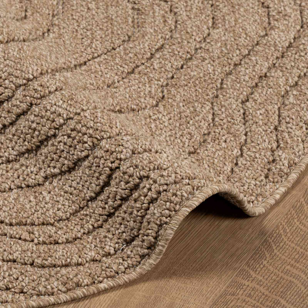 Produktbild för Områdesmattor Rund Moiré AGIRA Naturfärg Ø 160 CM Polyester