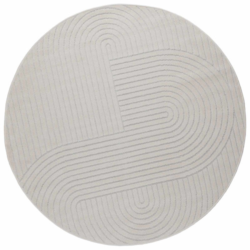vidaXL Områdesmattor Rund PALMERAS Kräm Ø 120 CM Polyester