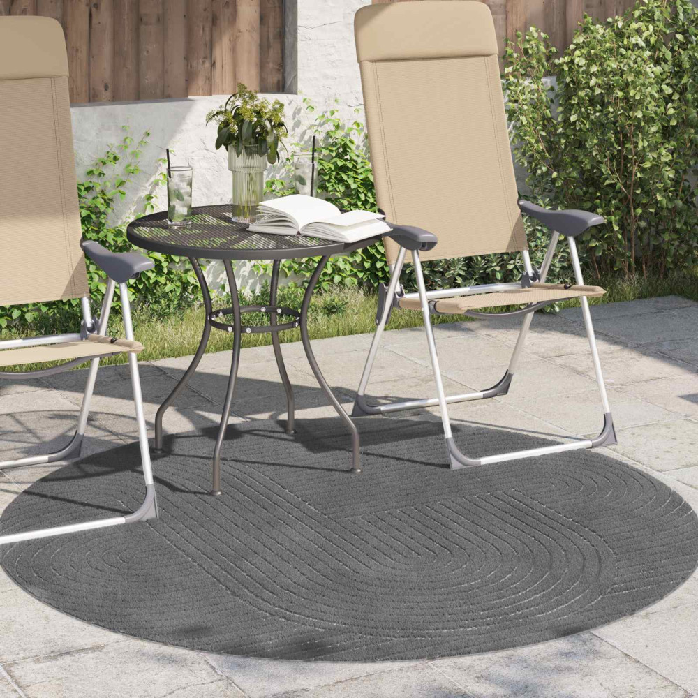 Produktbild för Områdesmattor Rund PALMERAS Antracit Ø 120 CM Polyester