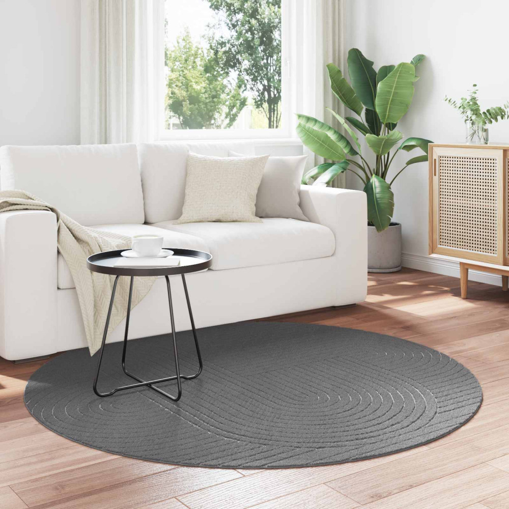 Produktbild för Områdesmattor Rund PALMERAS Antracit Ø 160 CM Polyester