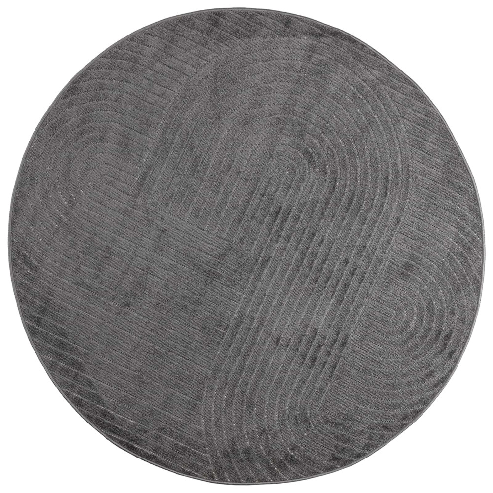 Produktbild för Områdesmattor Rund PALMERAS Antracit Ø 160 CM Polyester