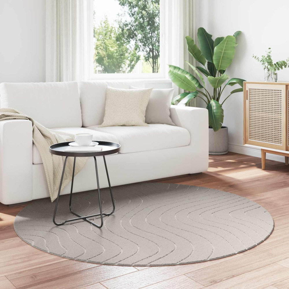 Produktbild för Områdesmattor Rund PALMERAS Kräm Ø 120 CM Polyester