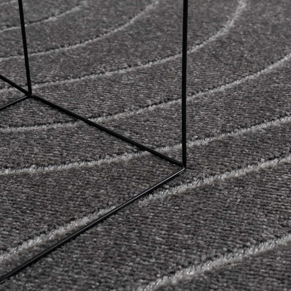 Produktbild för Områdesmattor Rund PALMERAS Antracit Ø 120 CM Polyester