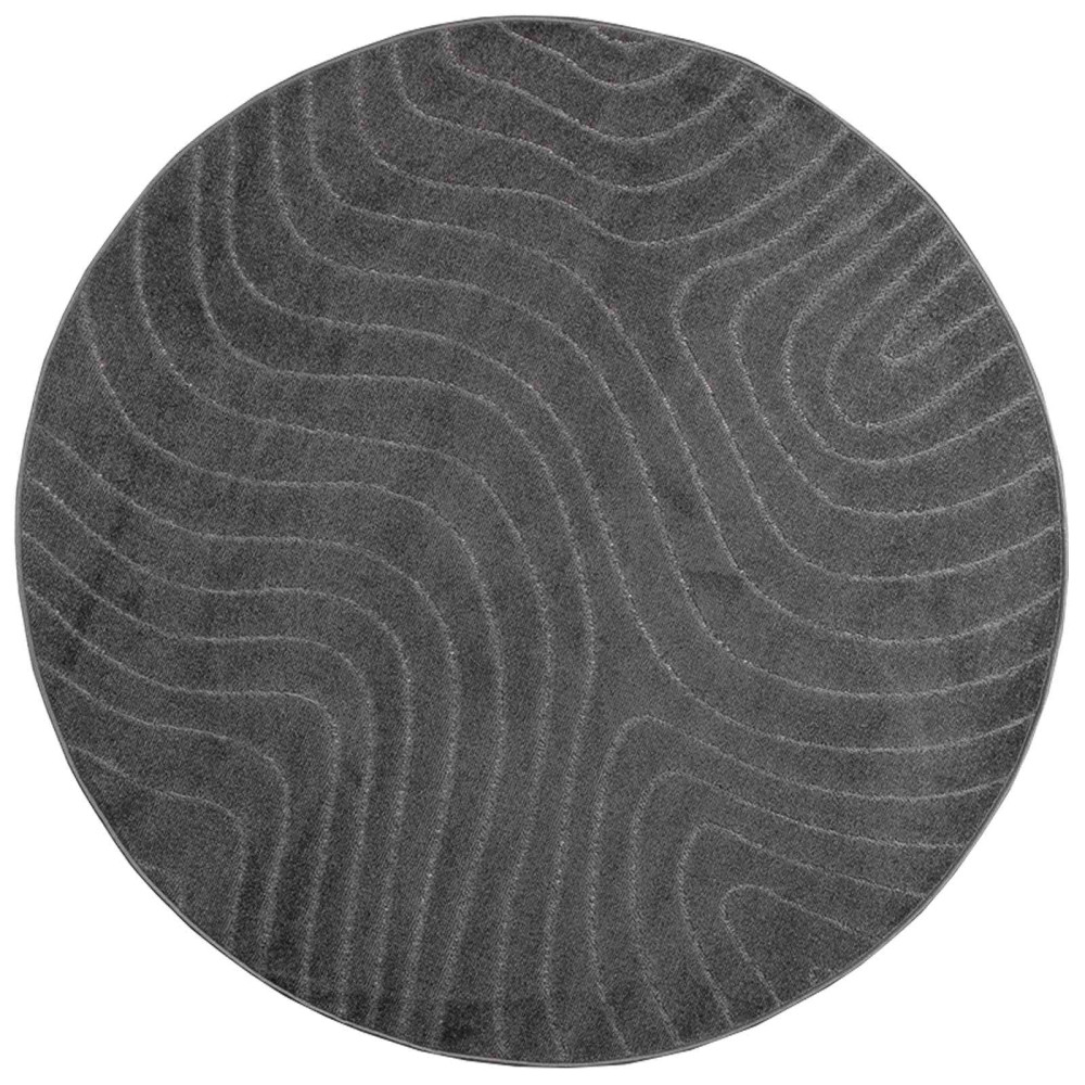 Produktbild för Områdesmattor Rund PALMERAS Antracit Ø 160 CM Polyester