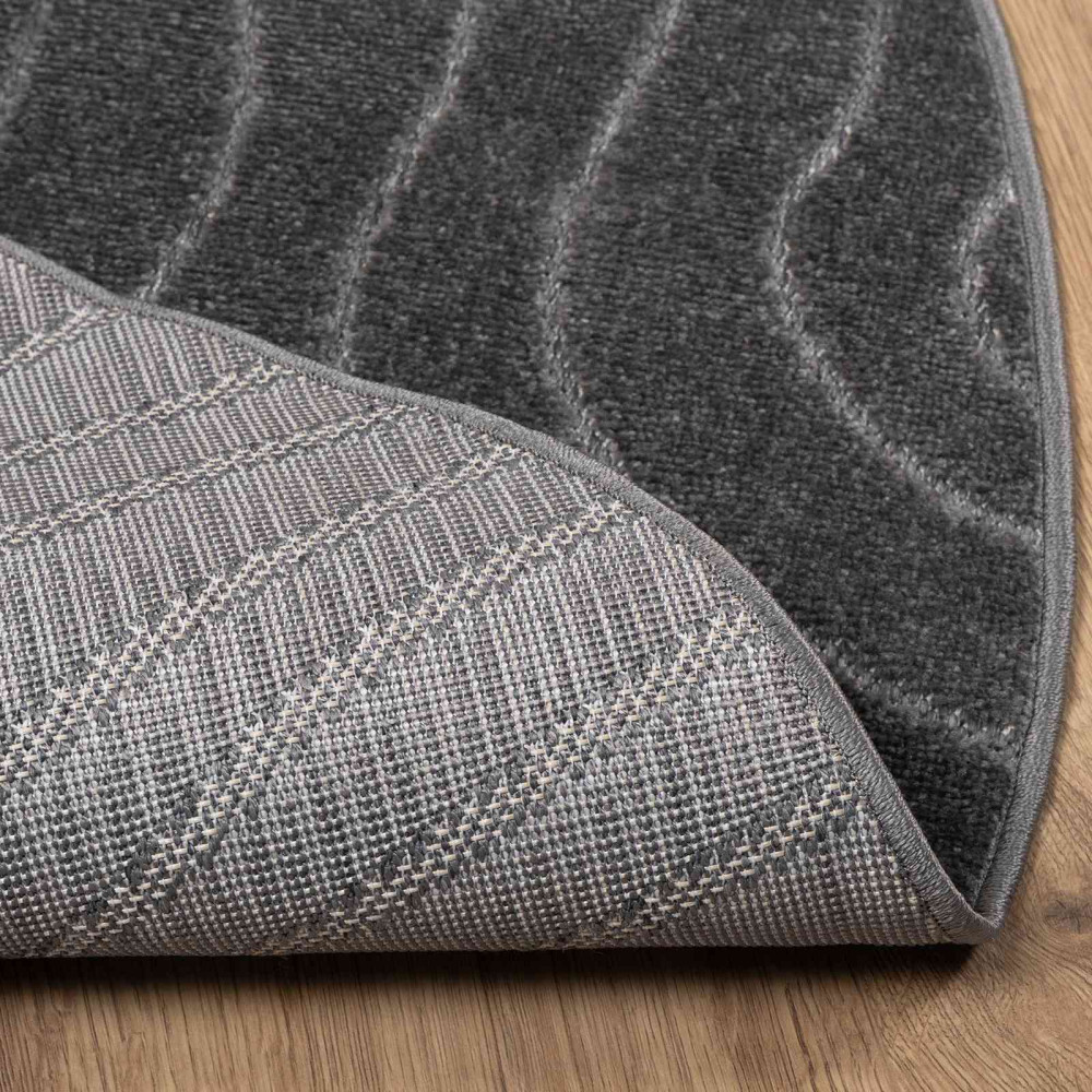 Produktbild för Områdesmattor Rund PALMERAS Antracit Ø 160 CM Polyester