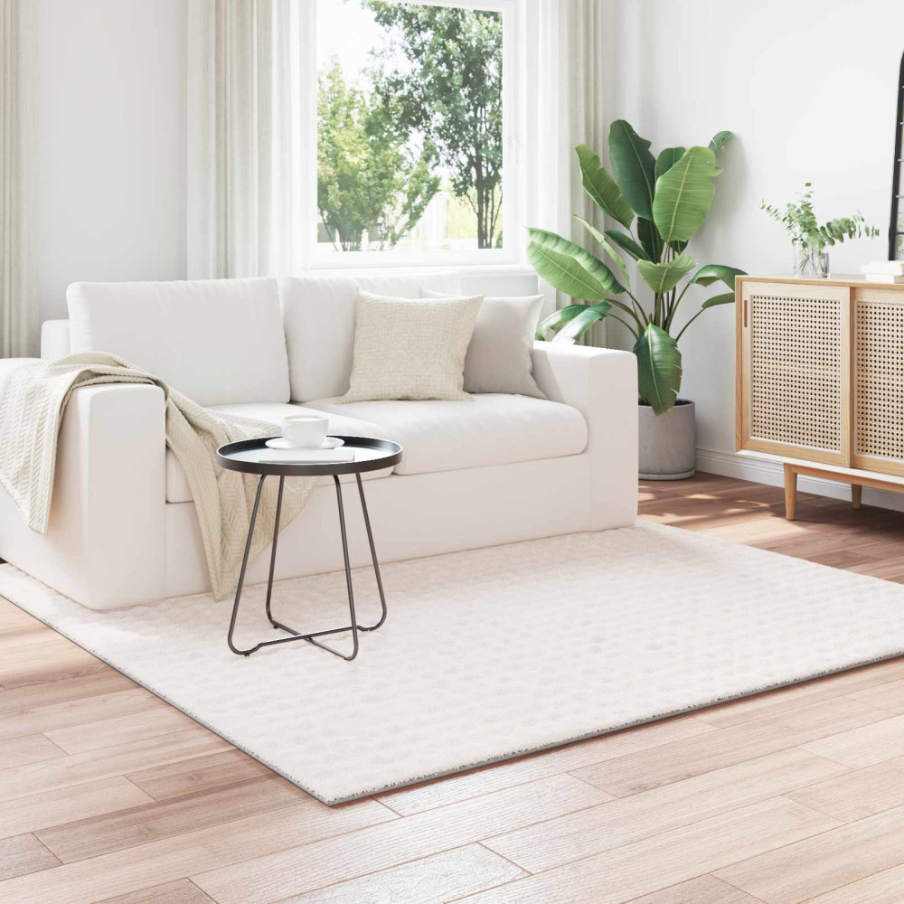 Produktbild för Områdesmattor Fyrkantig SIROLO Gräddvit 120 x 120 cm Polyester
