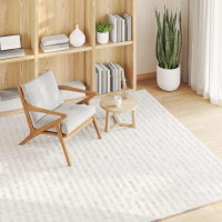 Produktbild för Områdesmattor Fyrkantig SIROLO Kräm 240 x 240 cm Polyester