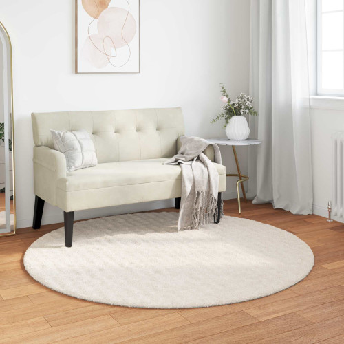 vidaXL Områdesmattor Rund SIROLO Gräddvit Ø 120 CM Polyester