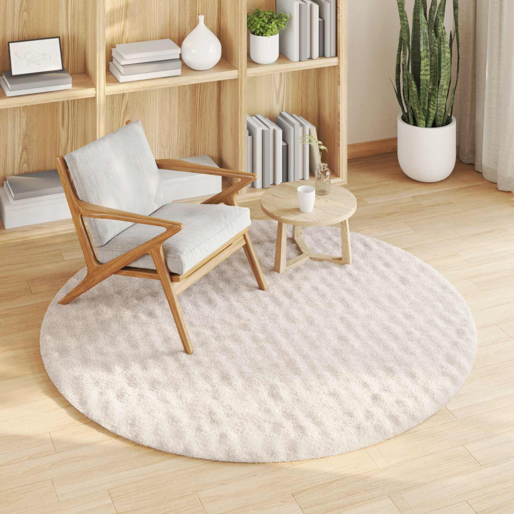 Produktbild för Områdesmattor Rund SIROLO Beige Ø 120 CM Polyester