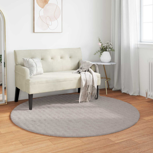 vidaXL Områdesmattor Rund SIROLO Sand Ø 120 CM Polyester