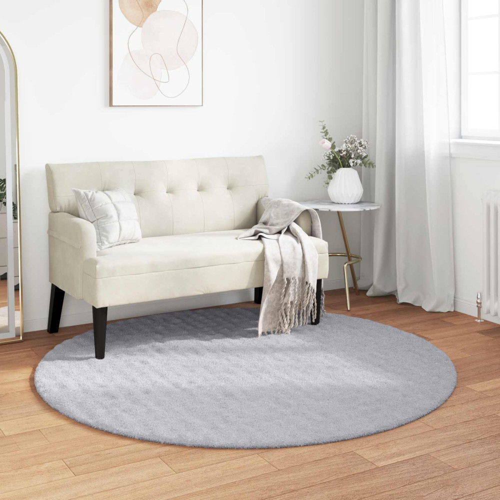 Produktbild för Områdesmattor Rund SIROLO Grå Ø 200 CM Polyester