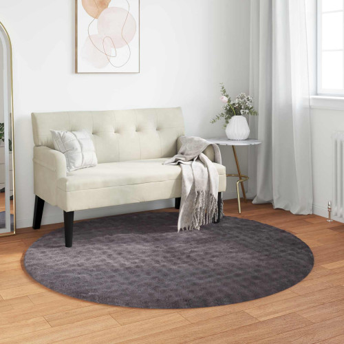 vidaXL Områdesmattor Rund SIROLO Antracit Ø 200 CM Polyester