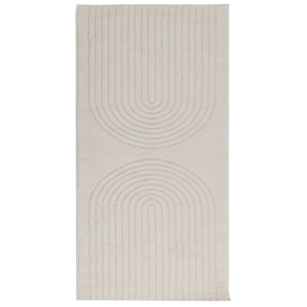 Produktbild för Områdesmattor Rektangulär GALATI Kräm 150 x 80 cm Polyester