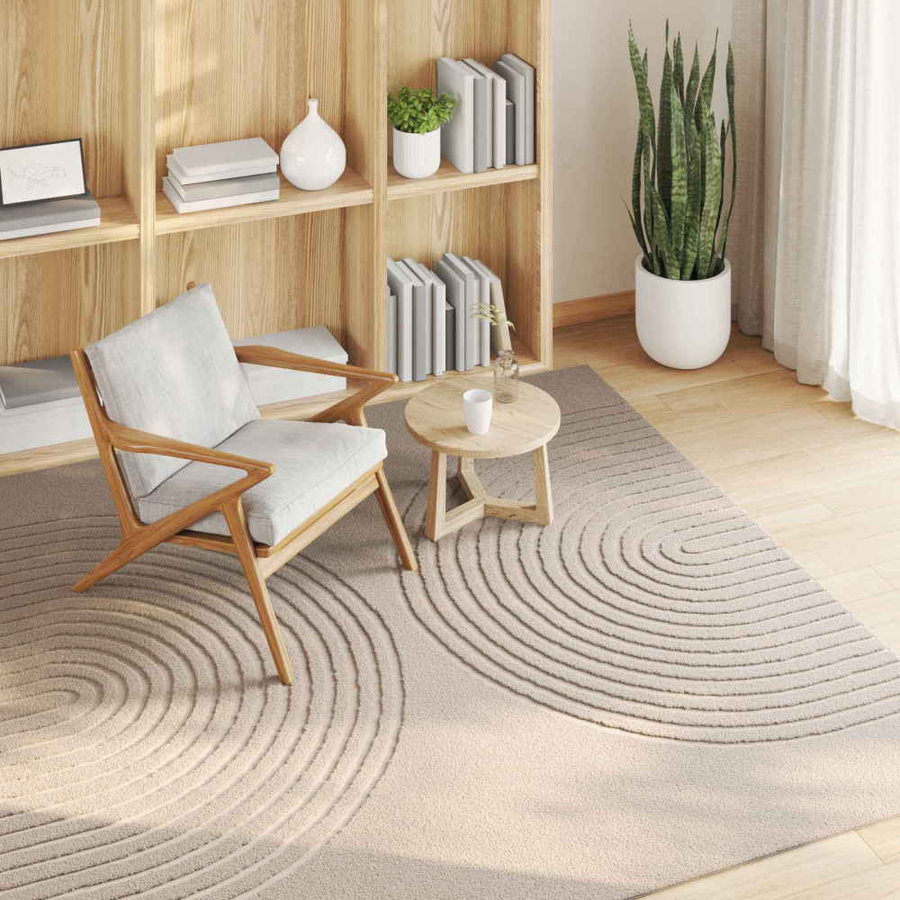 Produktbild för Områdesmattor Fyrkantig GALATI Beige 120 x 120 cm Polyester