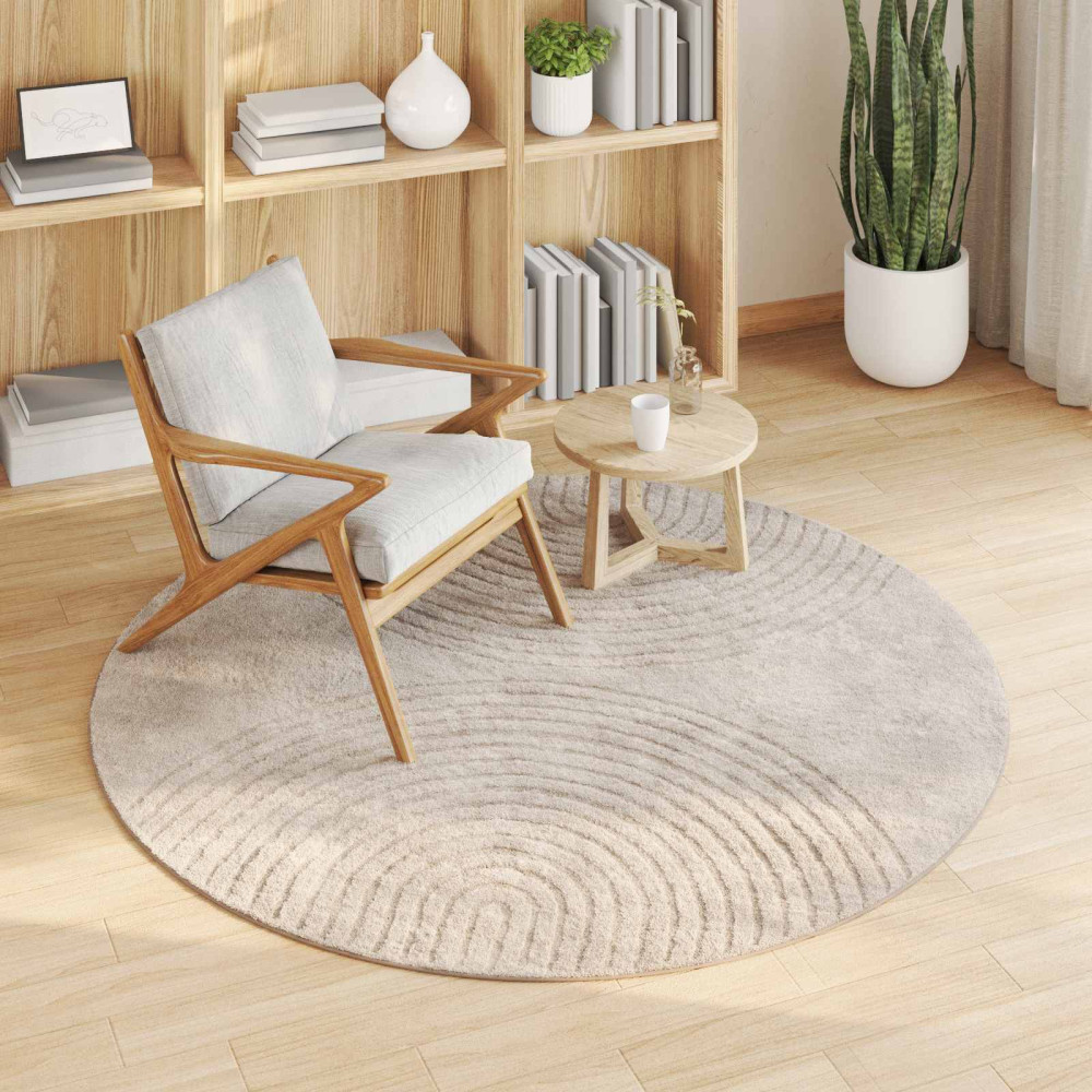 Produktbild för Områdesmattor Rund GALATI Beige Ø 160 CM Polyester