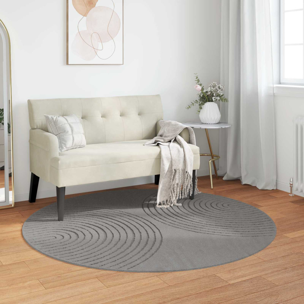 Produktbild för Områdesmattor Rund GALATI Grå Ø 200 CM Polyester