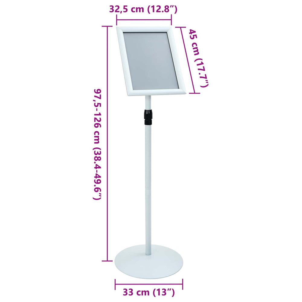 Produktbild för Pedestal affischställ Silver 33 x 33 x 126 cm PVC och stål