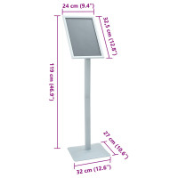 Produktbild för Pedestal affischställ Silver 32 x 27 x 119 cm Gjutjärn