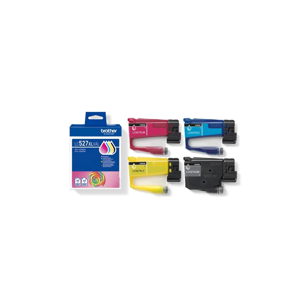 Produktbild för Brother LC527XL Value Pack - 4-pack - Lång livslängd - svart, gul, cyan, magenta - original - bläckpatron