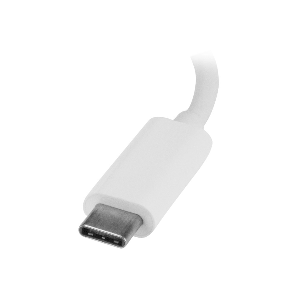 Produktbild för Startech USB-C-hubb med 3 portar och Gigabit Ethernet - USB-C till 3x USB-A - USB 3.0-hubb - vit - hubb - 3 portar