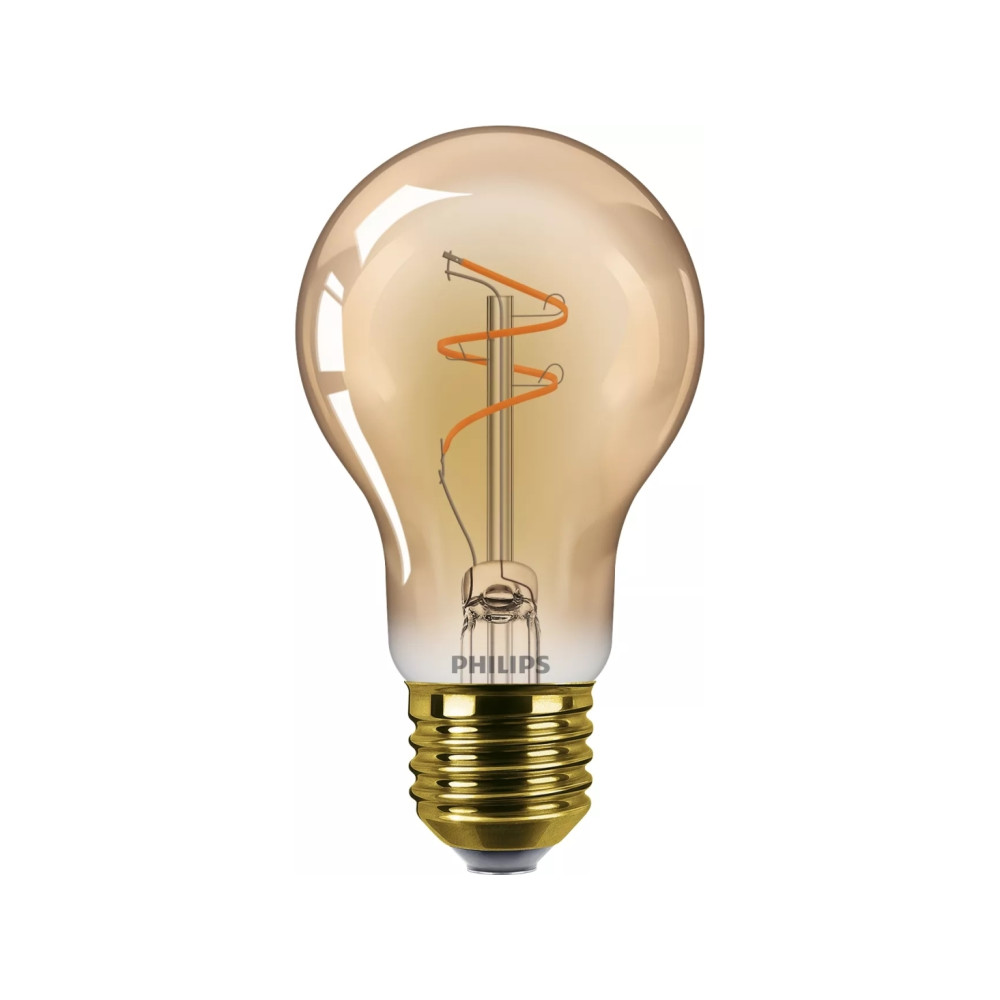 Produktbild för Philips - LED-glödlampa med filament - form: A60 - E27 - 3.1 W - flamljus - 1800 K - bärnsten