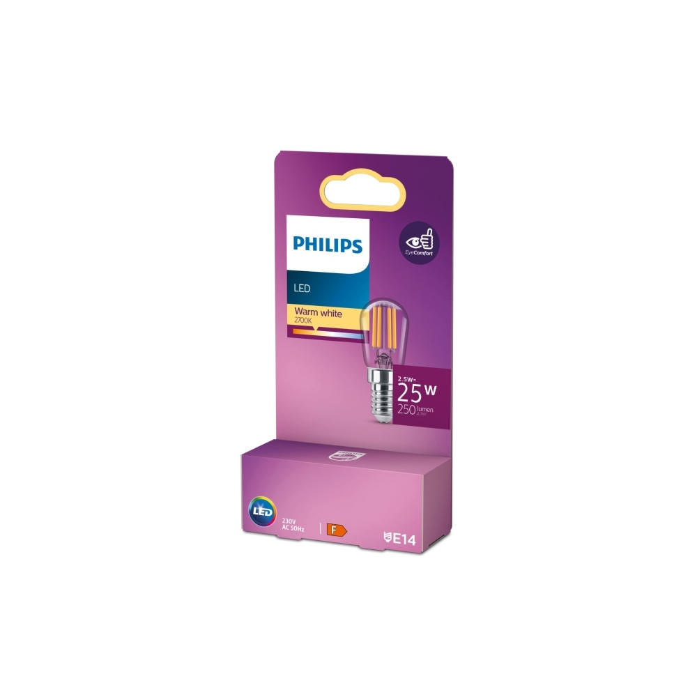 Produktbild för Philips Classic - LED-glödlampa - form: S26 - E14 - 2.5 W - varmt vitt ljus - 2700 K
