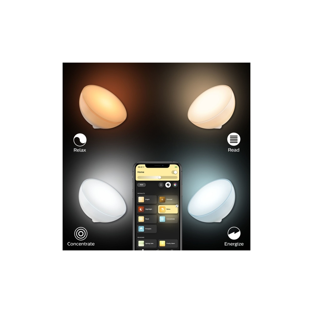 Produktbild för Philips Hue Go - skrivbordslampa - LED - 6 W - 16 miljoner färger - 2000-6500 K - vit