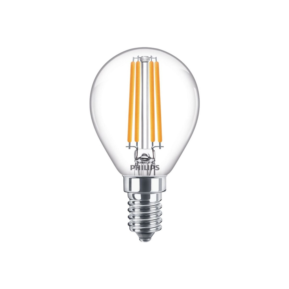 Produktbild för Philips - LED-glödlampa - klar finish - E14 - 6.5 W - varmt vitt ljus - 2700 K - transparent