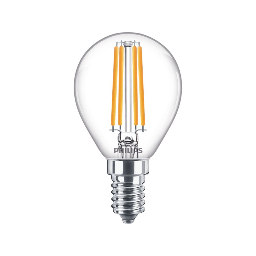 Produktbild för Philips - LED-glödlampa - klar finish - E14 - 6.5 W - varmt vitt ljus - 2700 K - transparent