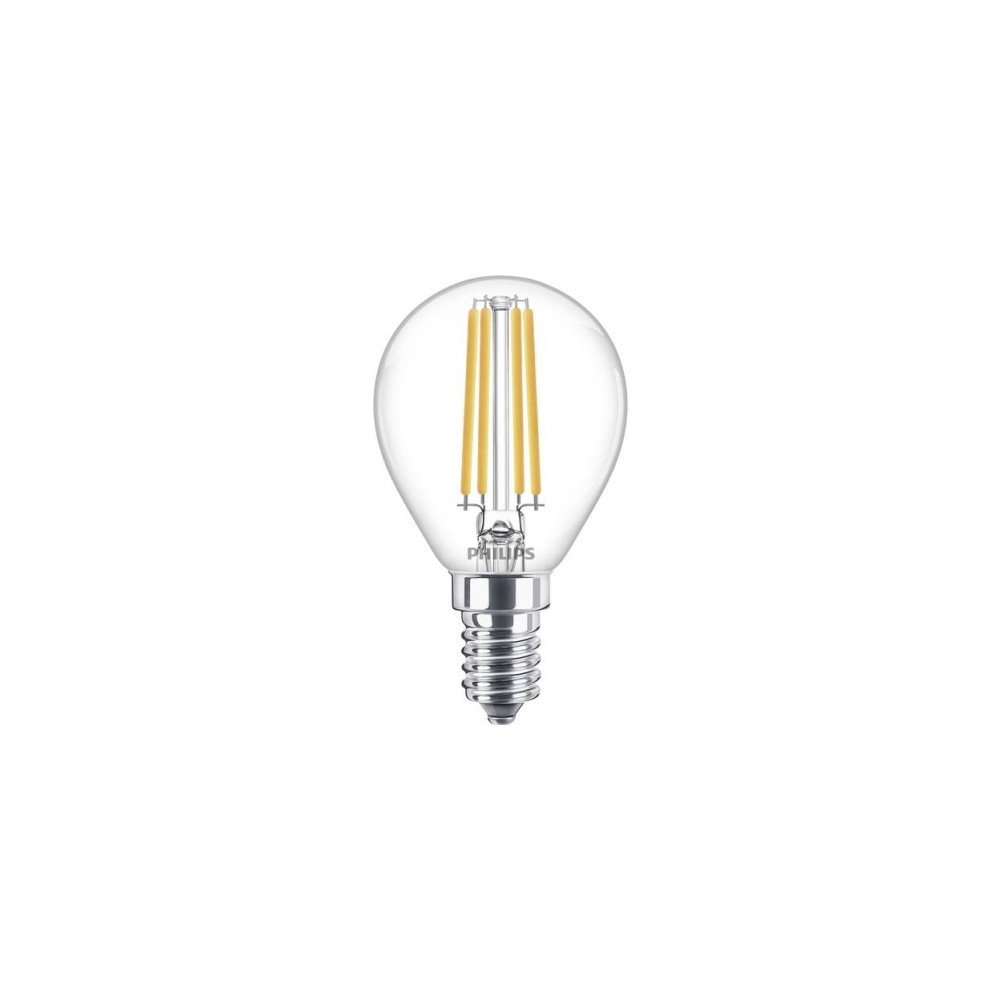 Produktbild för Philips - LED-glödlampa - klar finish - E14 - 6.5 W - varmt vitt ljus - 2700 K - transparent