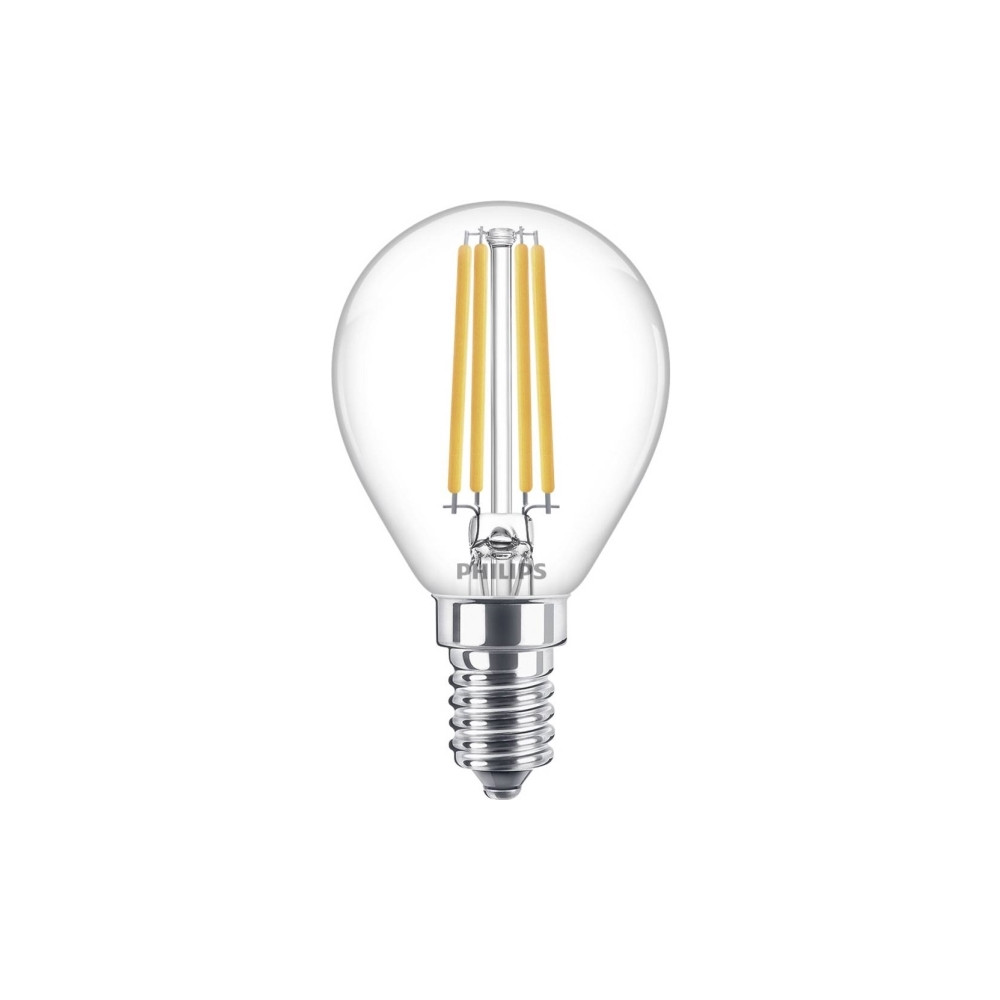 Produktbild för Philips - LED-glödlampa - klar finish - E14 - 6.5 W - varmt vitt ljus - 2700 K - transparent