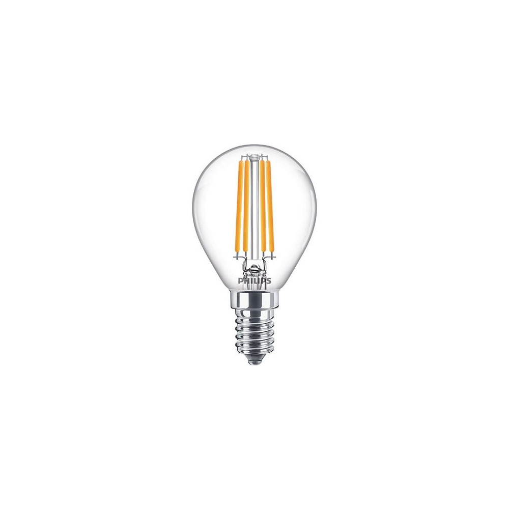 Produktbild för Philips - LED-glödlampa - klar finish - E14 - 6.5 W - varmt vitt ljus - 2700 K - transparent