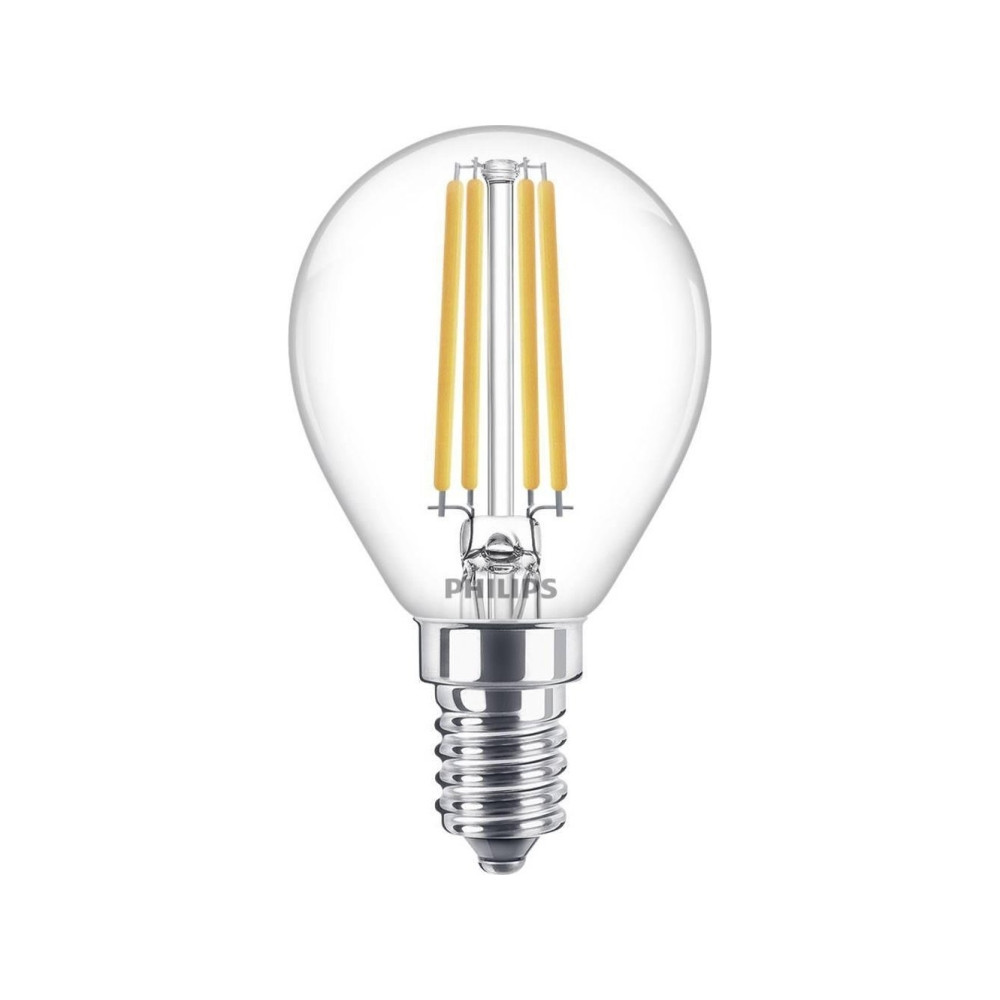 Produktbild för Philips - LED-glödlampa - klar finish - E14 - 6.5 W - varmt vitt ljus - 2700 K - transparent