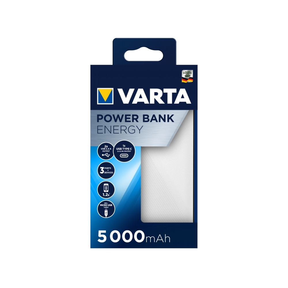 Produktbild för Varta Energy power bank - Li-pol - 2 x USB, USB-C - 12 Watt
