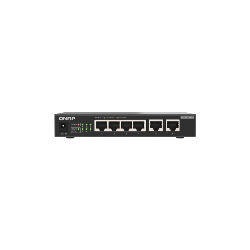 Produktbild för QNAP QSW-2104-2T-R2 - switch - 6 portar - ohanterad