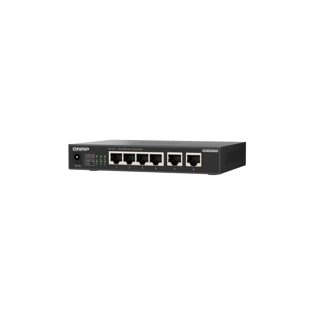 Produktbild för QNAP QSW-2104-2T-R2 - switch - 6 portar - ohanterad