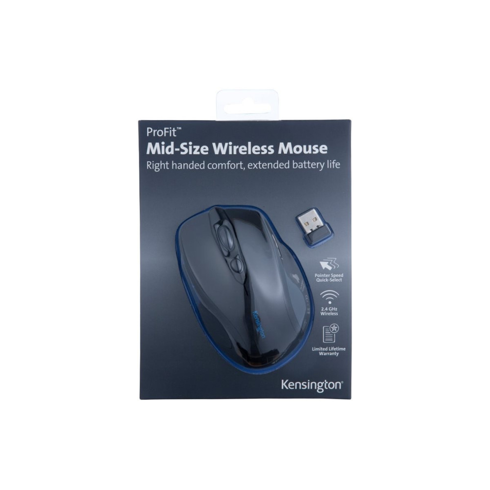 Produktbild för Kensington Pro Fit Mid-Size - mus - 2.4 GHz - svart