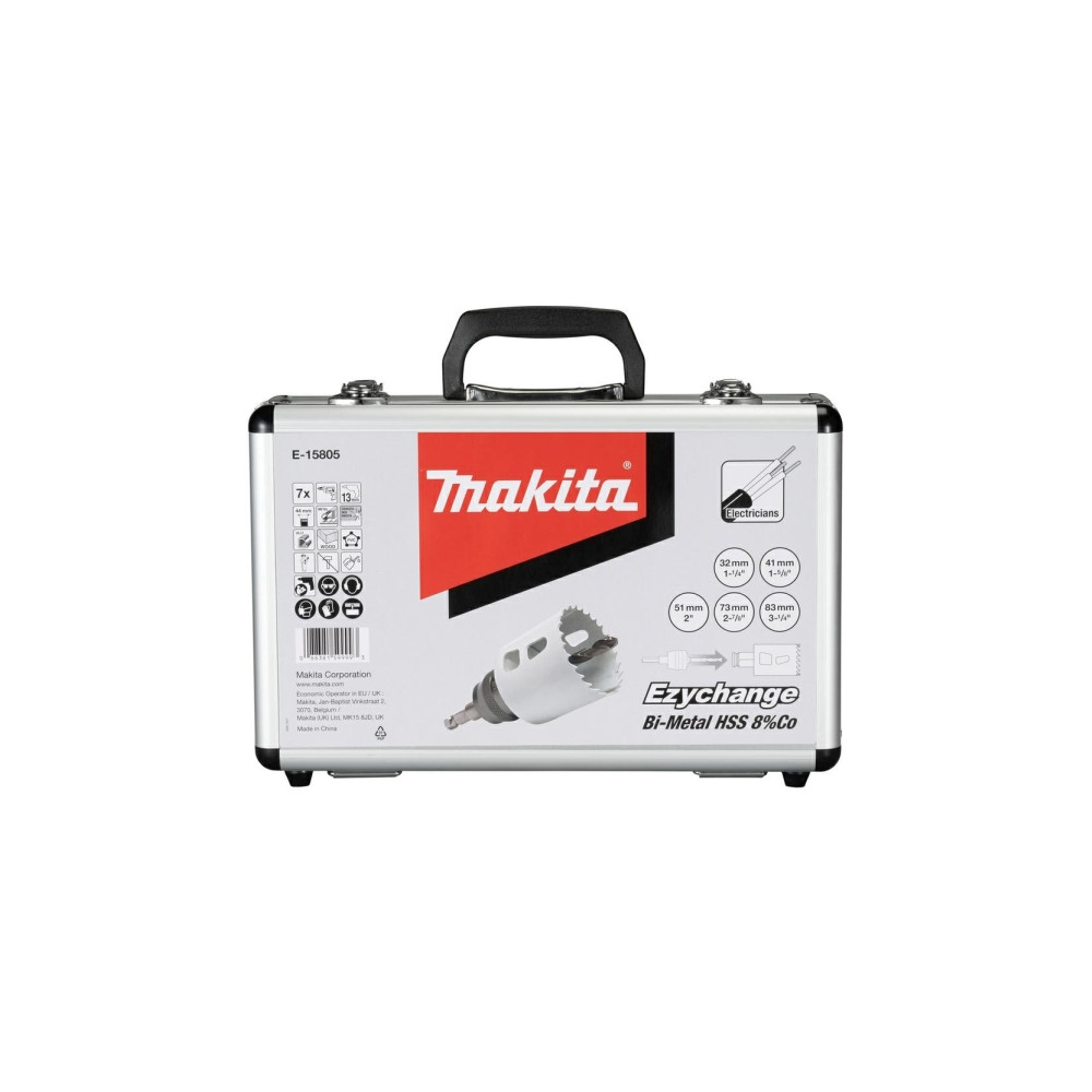 Produktbild för Makita EZYCHANGE hålsågssats - för trä, metall, plast, aluminum, rostfritt stål, icke-järnhaltig metall, mild steel - 7 delar