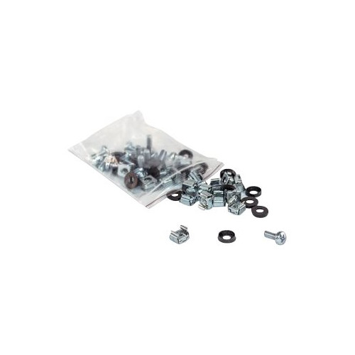 IC Intracom Intellinet Cage Nut Set, 20 Pack - M6 Nuts, Bolts and Washers, Suitable for Network Cabinets/Server Racks, Plastic Storage Jar, Lifetime