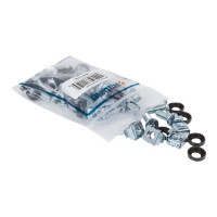 Produktbild för Intellinet Cage Nut Set, 20 Pack - M6 Nuts, Bolts and Washers, Suitable for Network Cabinets/Server Racks, Plastic Storage Jar, Lifetime Warranty - skruvar, muttrar och mellanläggsbrickor för rack
