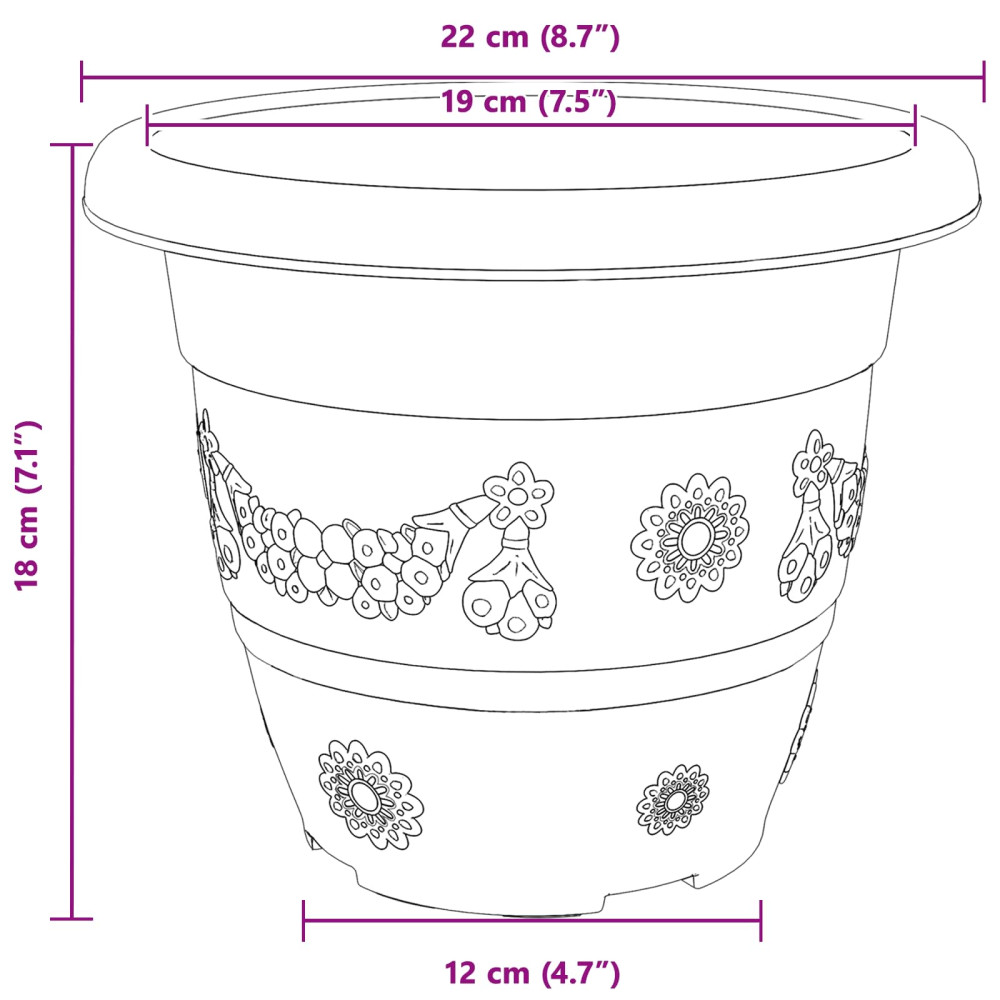 Produktbild för Växtkrukor 6 pcs Murgrön Ø 22 x 18 cm Plast