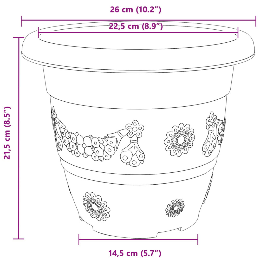 Produktbild för Växtkrukor 6 pcs Murgrön Ø 26 x 21,5 cm Plast