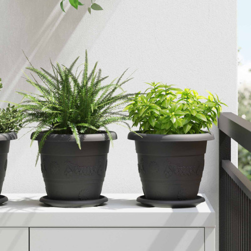 vidaXL Växtkrukor 6 pcs Svart Ø 22 x 18 cm Plast