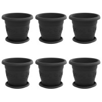 Produktbild för Växtkrukor 6 pcs Svart Ø 22 x 18 cm Plast