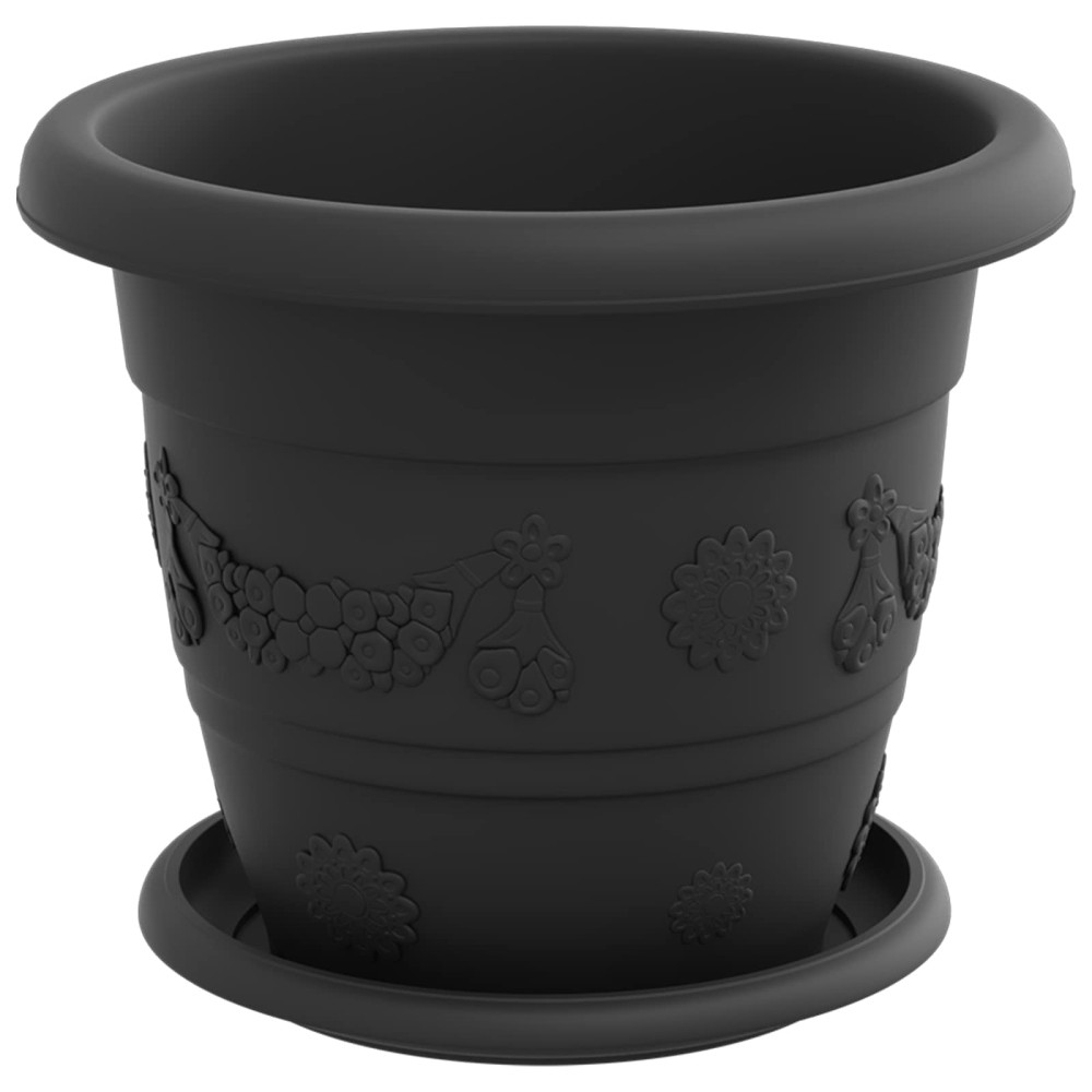Produktbild för Växtkrukor 6 pcs Svart Ø 22 x 18 cm Plast