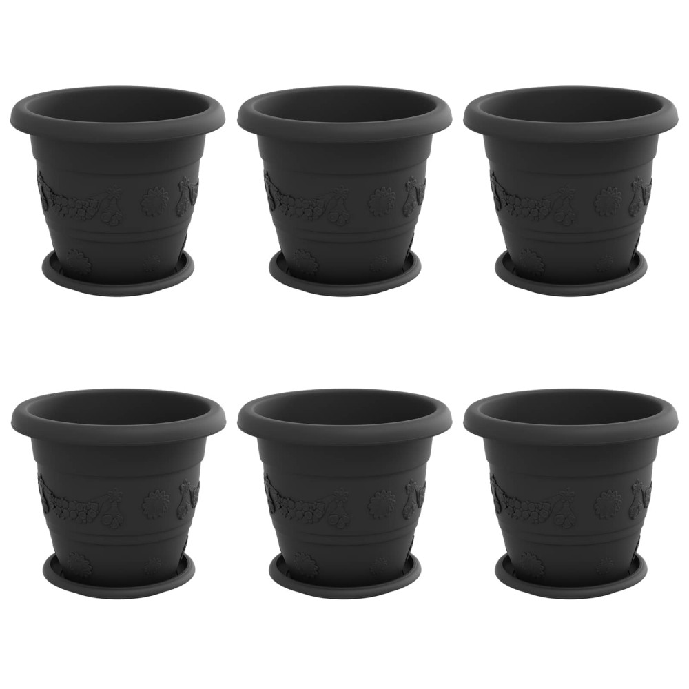 Produktbild för Växtkrukor 6 pcs Svart Ø 26 x 21,5 cm Plast