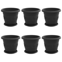 Produktbild för Växtkrukor 6 pcs Svart Ø 26 x 21,5 cm Plast